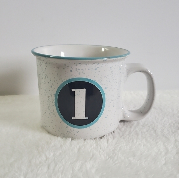 Clay Art Other - Clay Art Monogrammed I White Light Blue Teal Coffee Cup Mug 13 Oz
